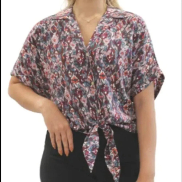 BeachLunchLounge Rae Tie Front Camp Shirt‎ in Magnolia River - Sz S - NWOT - Picture 1 of 7